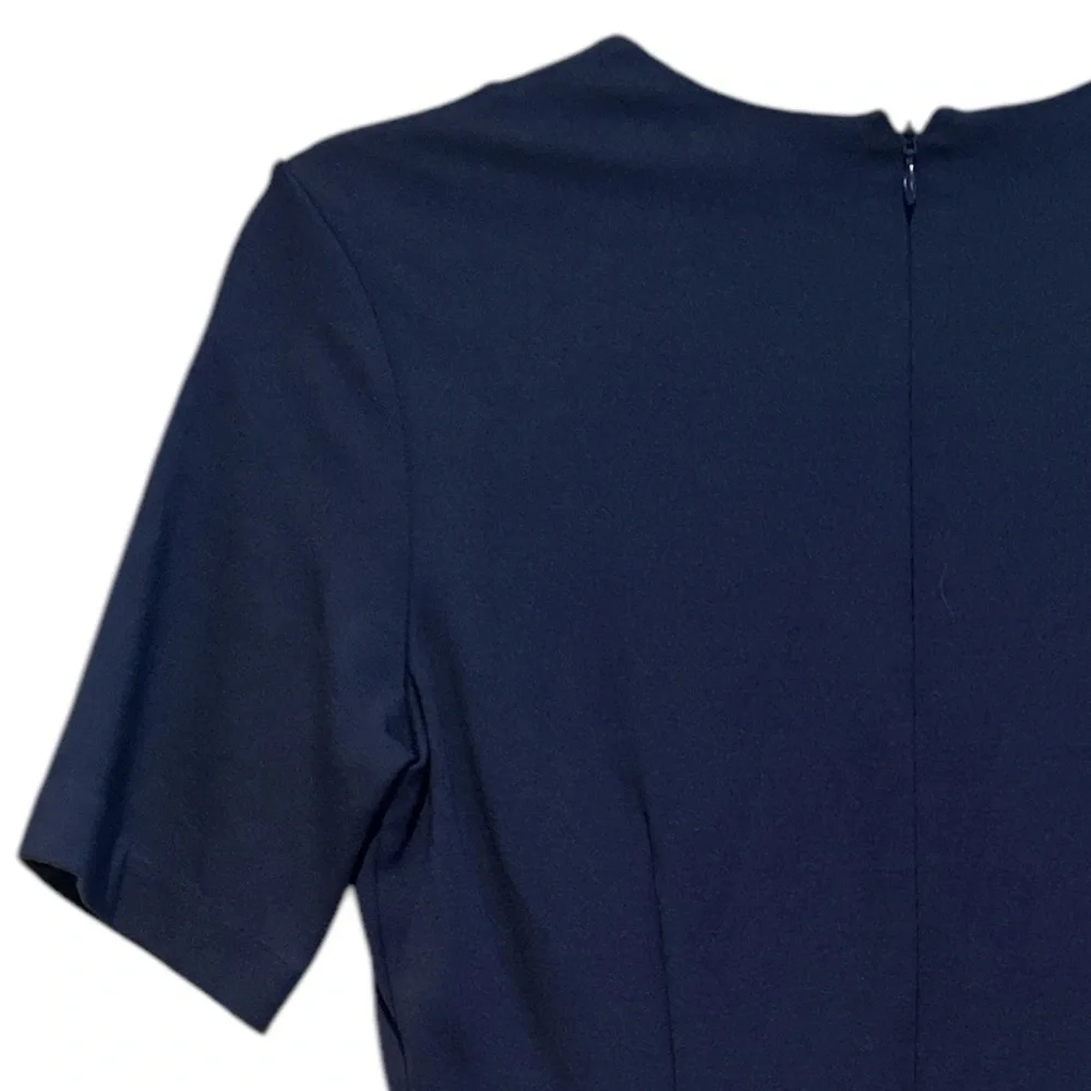 BROOKS BROTHERS VNECK SHORT SLEEVE NAVY BLUE PONTE FITTED CAREERWEAR DRESS 4